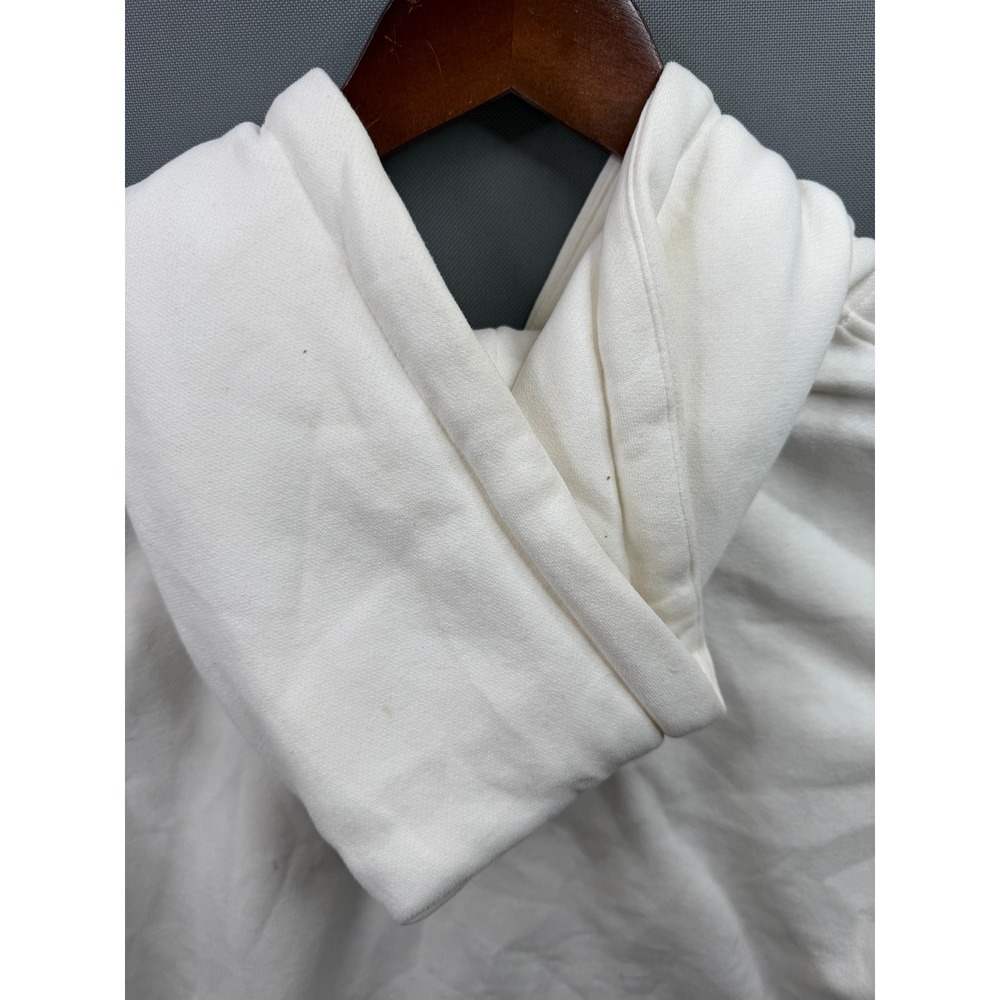 UGG Hoodie Women White Sherpa Logo Pullover Fleece Sweatshirt Medium - Picture 7 of 8